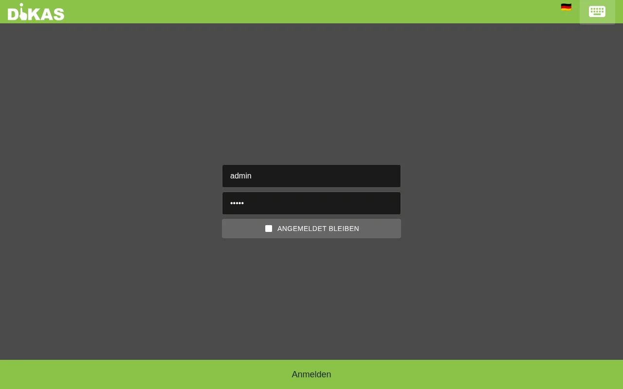Login-Formular ausgefüllt