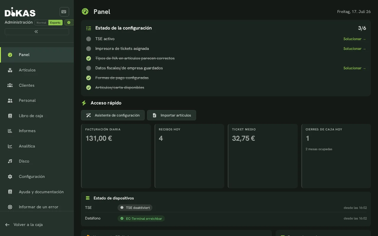 Panel de control