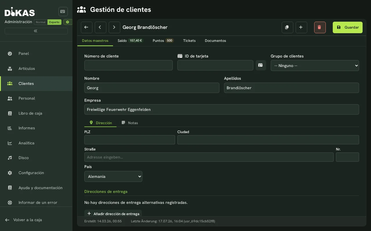 Facturas del cliente