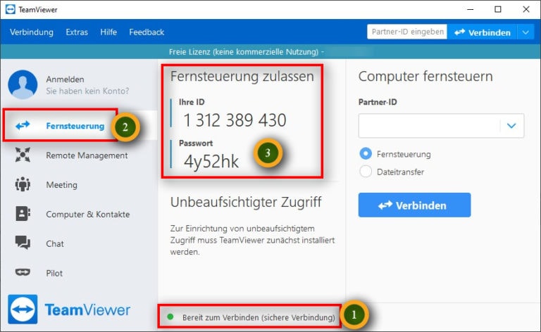 TeamViewer Sitzung vorbereiten und starten